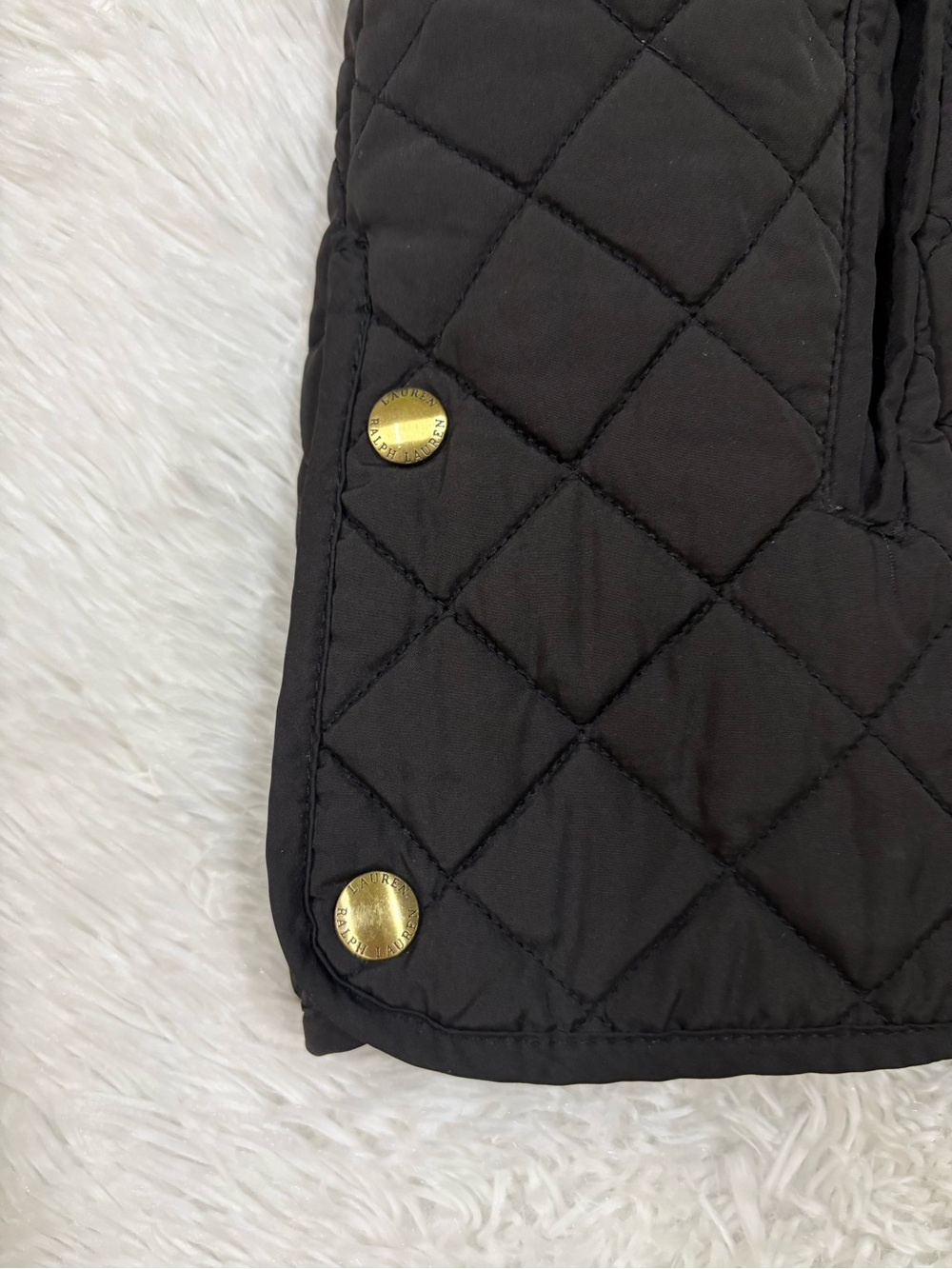 Ralph Lauren Black Quilted Puffer Jacket with Gold-Tone Snaps - Picture 6 of 10